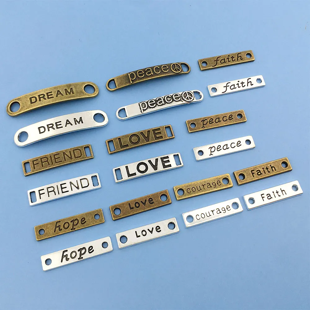 

Mix 80pcs 20 Styles Words Letters Connector Beads Charms Pendants Jewelry Findings Making Accessory for DIY Necklace Bracelet