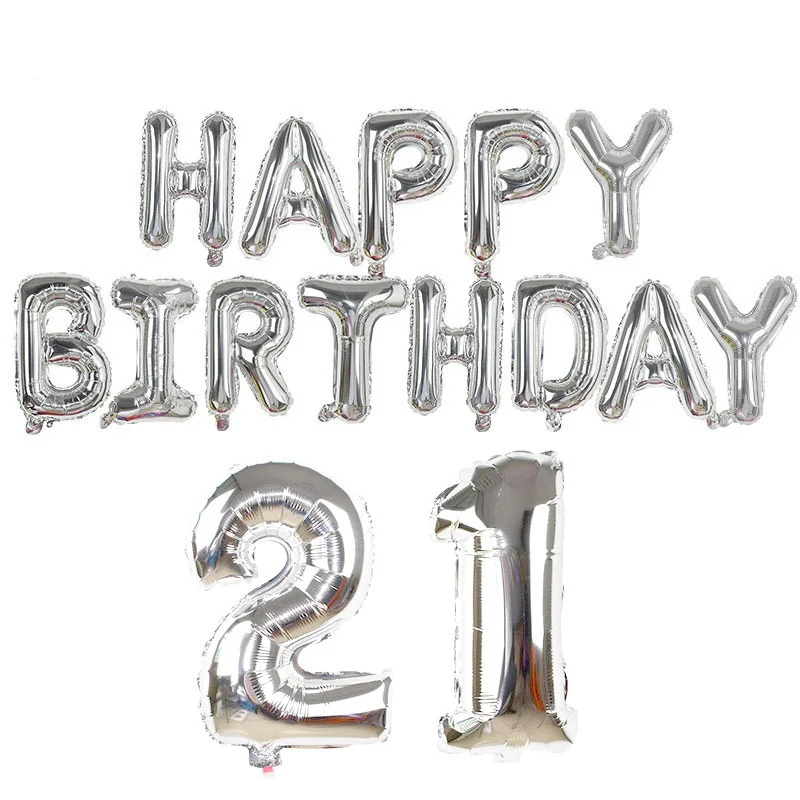 15 шт./компл. с днем рождения воздушные шары буквами и цифрами Фольга 18 21 30 40 50 60th