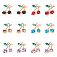 peixin 10pcsset charming colorful crystal cherry pendant fruit dangle jewelry accessories diy earrings jewelry making supplies