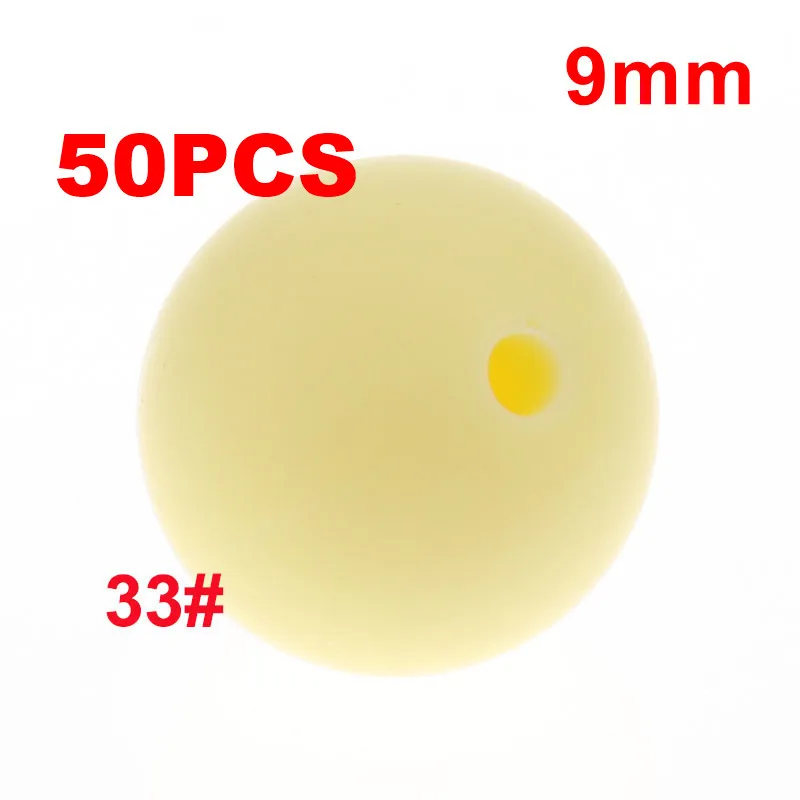 33 Cream Yellow QHBC 50 шт. Силиконовые Круглые Бусины 9 мм Жемчуг Bpa бесплатно жевательные Детские Прорезыватели ожерелье аксессуары цепочка для соски DIY Уход игрушка Kralen - Цвет: 33 Cream Yellow