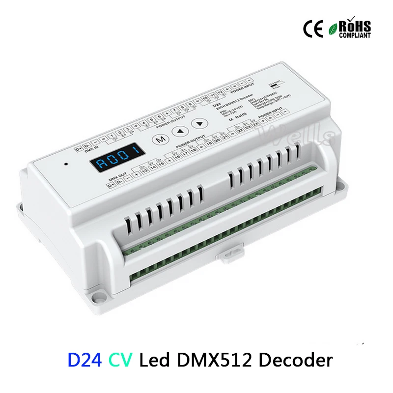 24-канальный светодиодный Декодер CV DMX512 D24DC5-24V вход 3A * 24CH PWM выход Led RGB ленточный