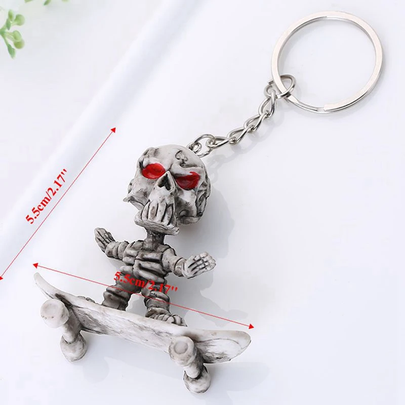 

2 Pcs Skull Toilet Rubber Keychain Keyring Key Chain Ring Men's Gift