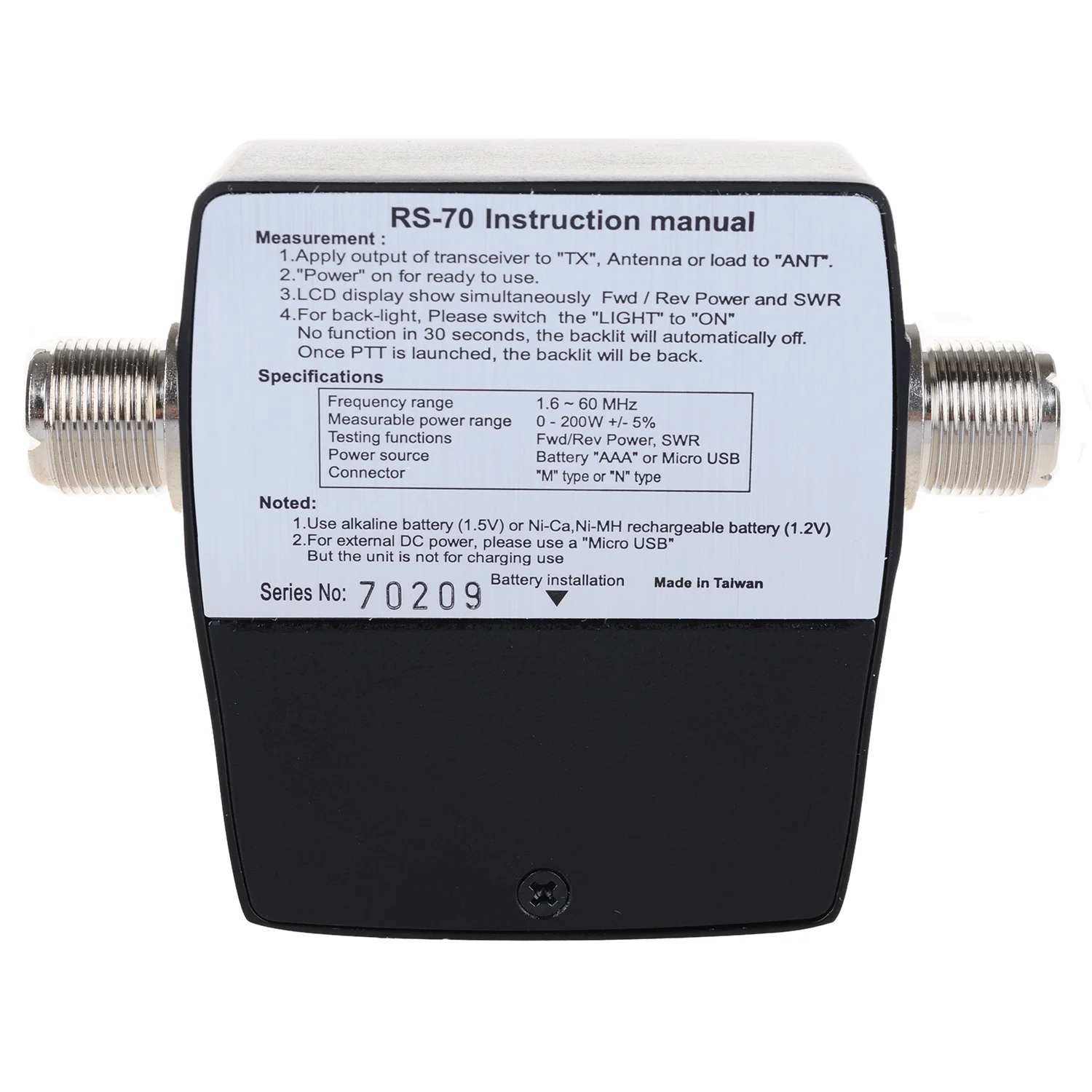 Новый Старт NISSEI RS-70 цифровой SWR/Мощность метр HF 1 6-60 МГц 200 Вт M Тип разъем КСВ