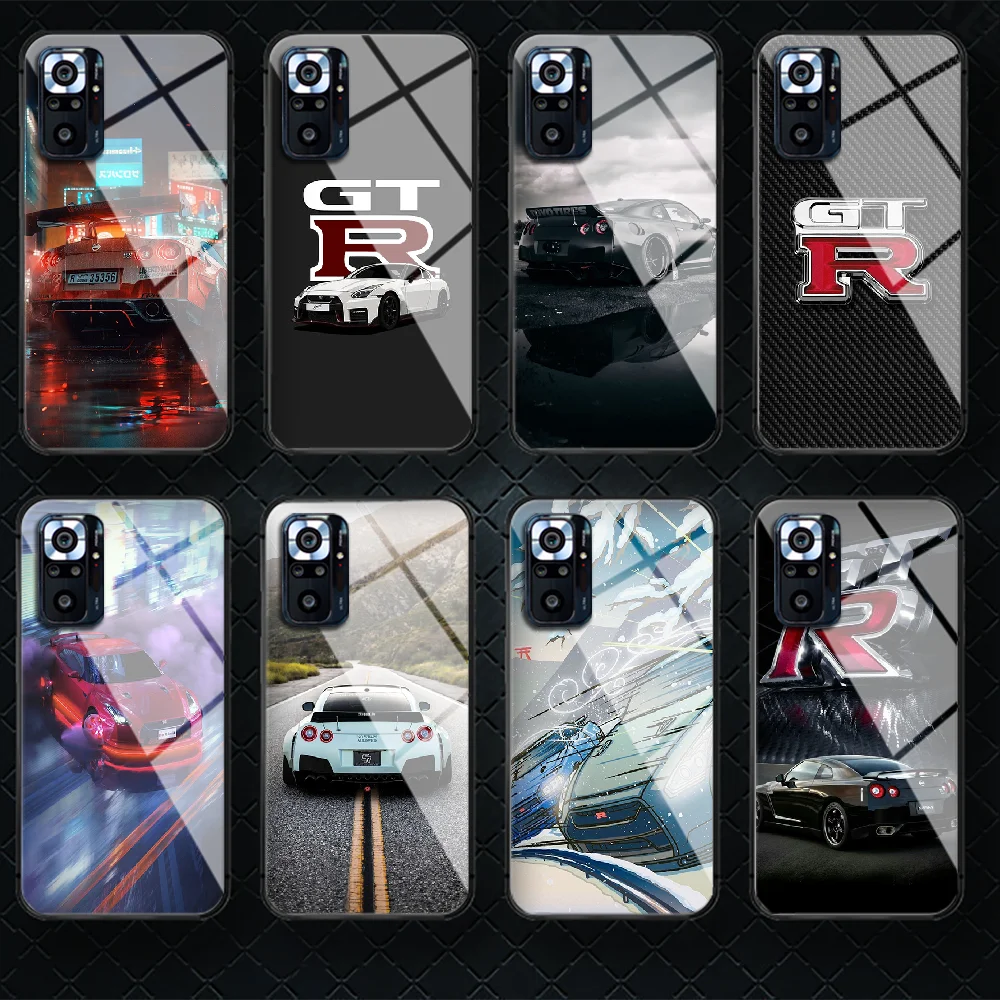

Sports Car Gtr Nissan Tempered Glass Phone Case Cover For Xiaomi Redmi Note 7 8 9 10 K40 A C S T Pro Black Tpu Luxury Bumper