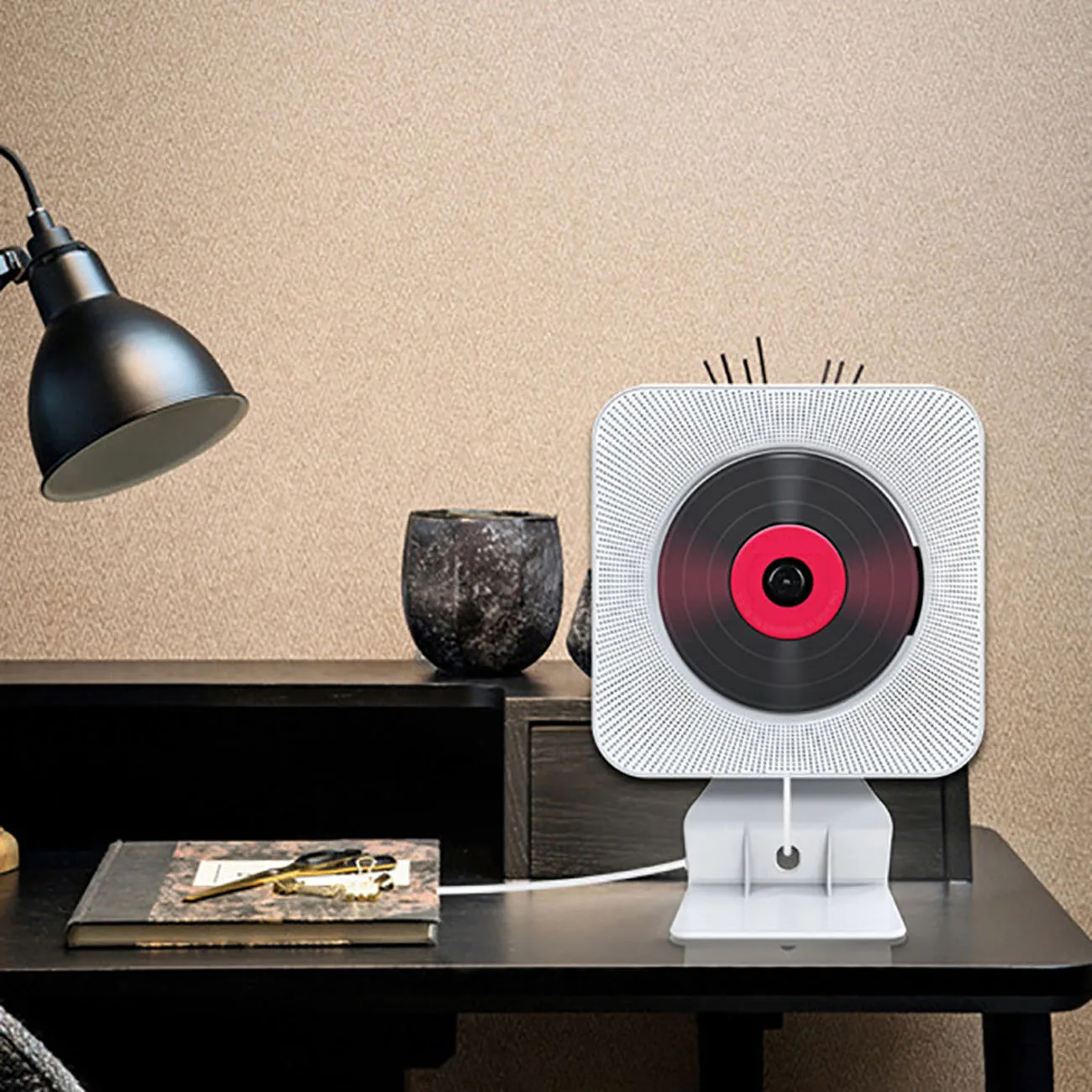 

CD Player Wall Mounted Bluetooth Stereo Audio Early Learning Speaker Wireless Remote Control CD/DVD Mp3 FM Radio HiFi Speaker