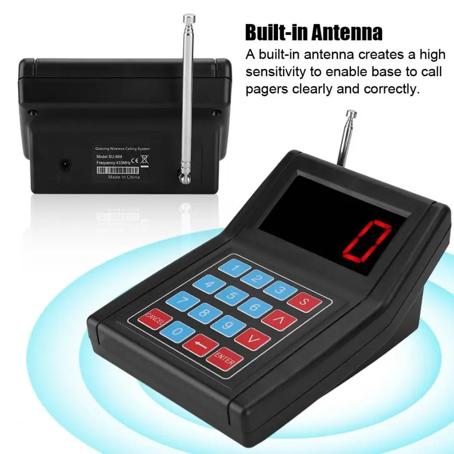 SU-668 Restaurant Pager with 10pcs Red Coaster Receiver Calling Pagers for Wireless Guest Paging Queuing System 100-240V | Компьютеры и