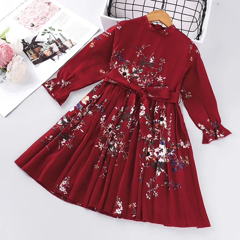 

Girls Princess Dress Children's Clothing Long Sleeve Long Skirt Elegant Kids Flower Dresses Baby Clothes