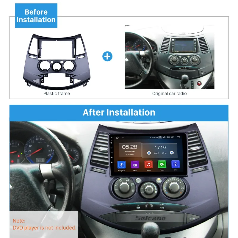 Автомобильная магнитола Seicane черная рамка 9 дюймов без зазора с двойной Din-рамой