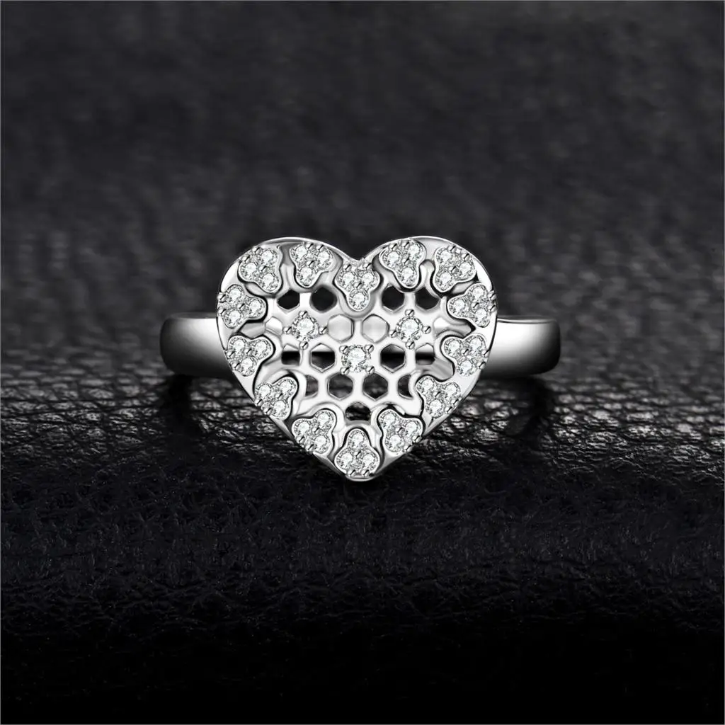 JewelryPalace кубического циркония шестиугольник Honeycomb полые сердце кольцо 925 пробы серебро юбилей кольца для женщин ювелирные украшения