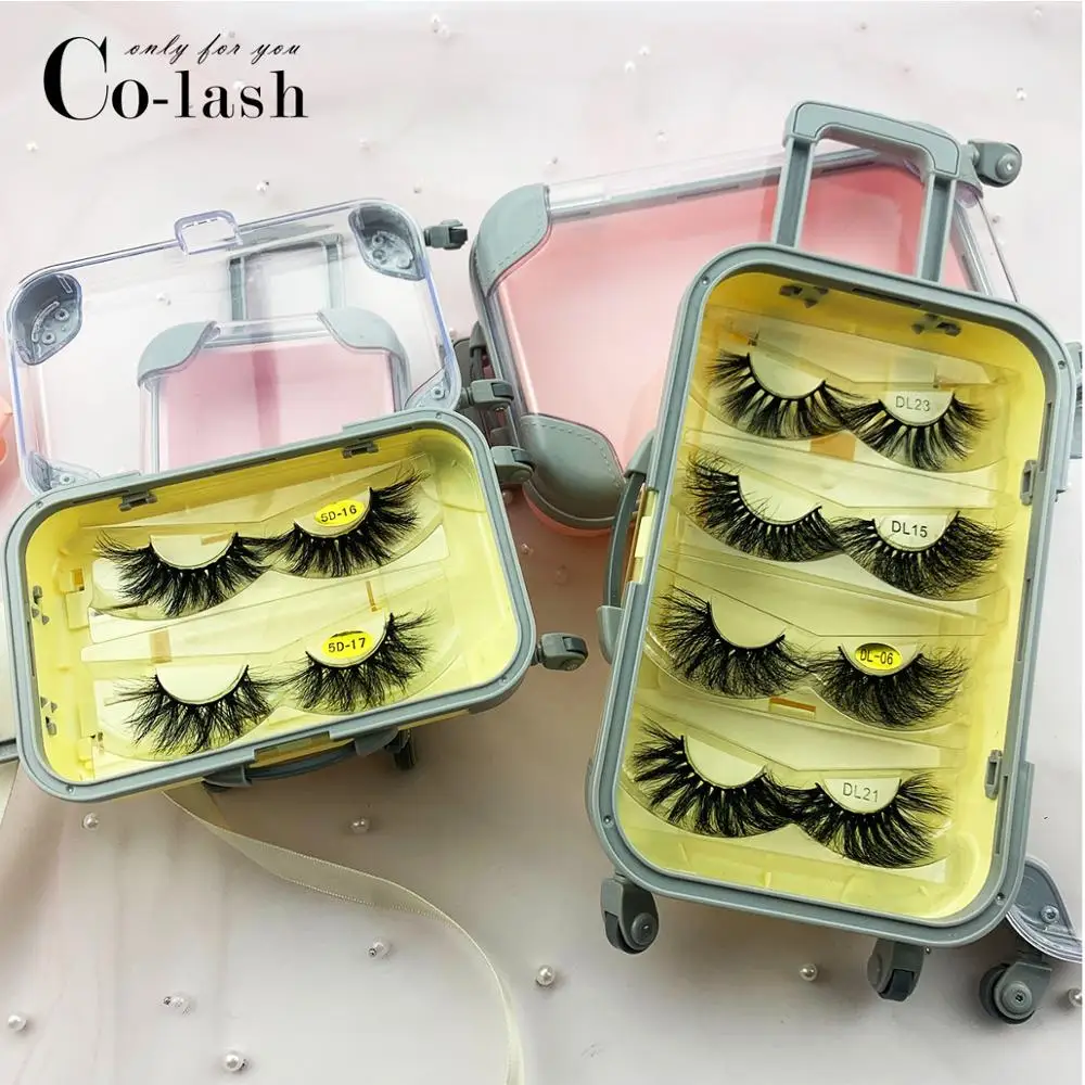 

Colash wholesale false eyelashes packaging box luggage lashes suitcase luxury mink lashes packing fluffy and curly case empty