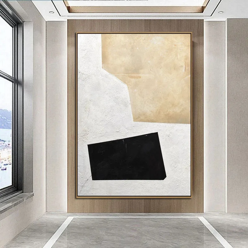 

Современная Скандинавская Геометрическая теплая картина ручной работы на холсте с абстрактными цветами, настенное украшение для гостиной,...