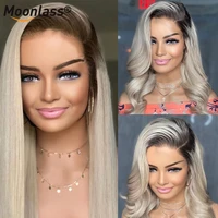 13x4 lace frontal wig preplucked ash blonde straight wig lace front human hair wigs brazilian ombre hd lace front wig for women