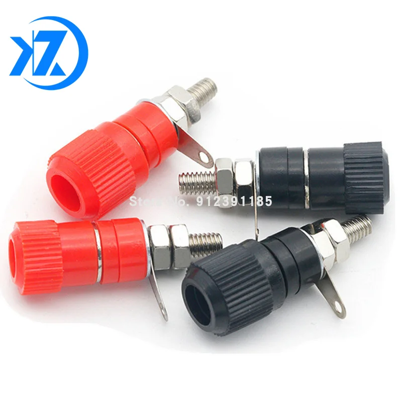 

10PCS Terminal Blocks JS-910B JS-919 4mm Amplifier Terminal Connector Binding Post Banana Plug Jack Mount 5pcs Black + 5pcs red