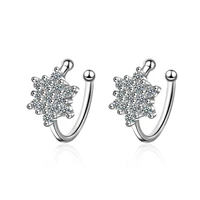 womens fashion cute clip earrings minimal snowflake shiny crystal cuff earring accessories no pierce ear jewelry best gifts