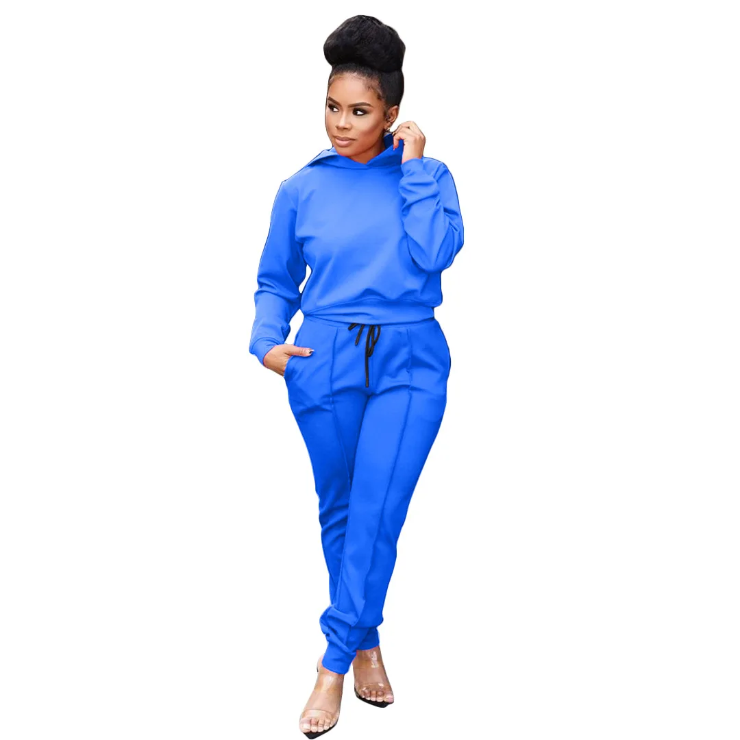 

2 Piece Set Women Clothes Africa Hooded Tops and Pants Tracksuit Pullover Sweatsuit Trousers With Pockets Ladies Tracksuit Suits