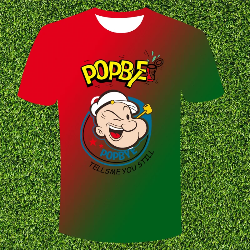 

Summer popular 3D printing cartoon male and female Popeye T-shirt fashion casual T-shirt breathable soft outdoor T-Shirt 2021