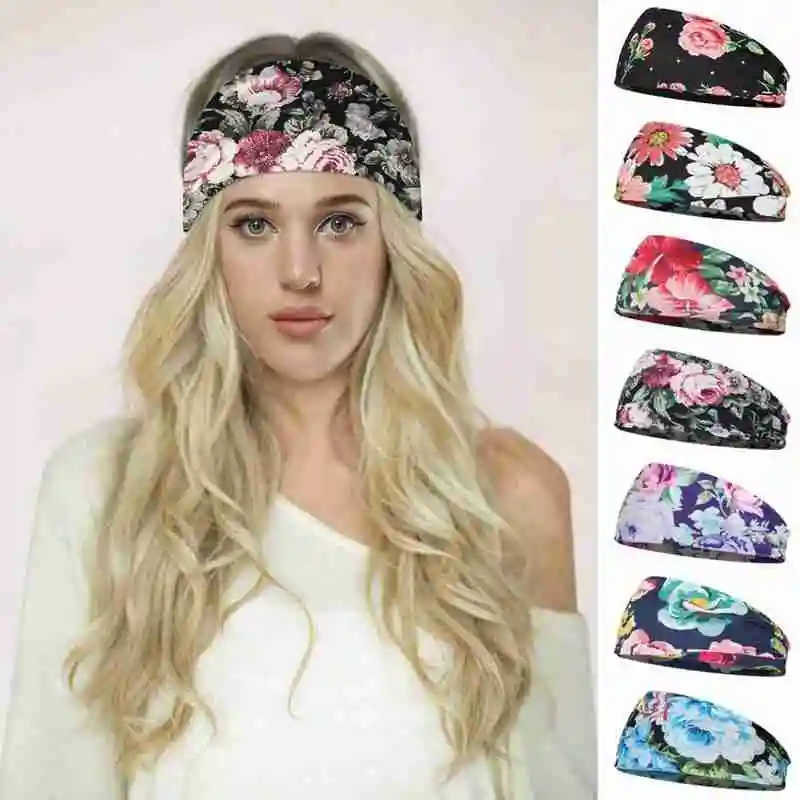 

Flower print sports headband