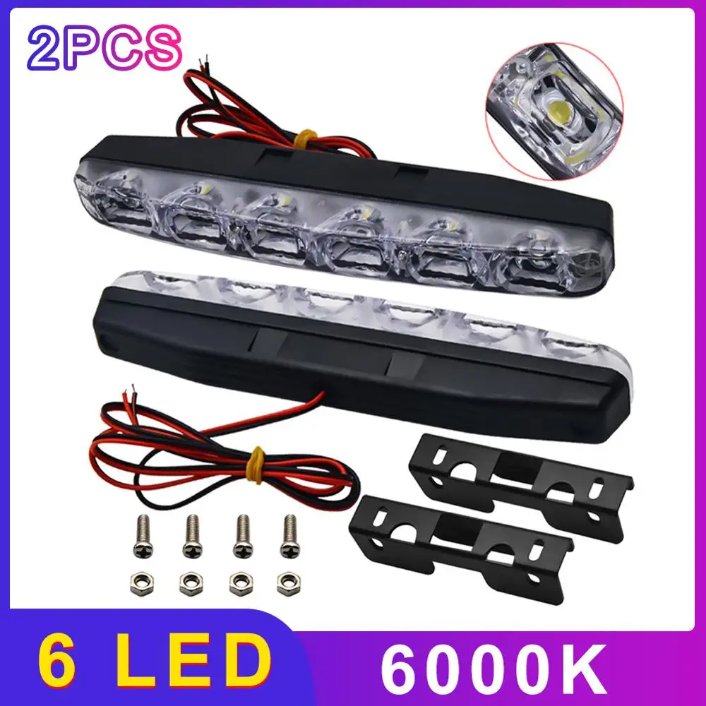 

2pcs LED Car Daytime Running Lights 12W DRL 6 LEDs DC 12V 6000K Car Styling Waterproof Automobile Steering Light