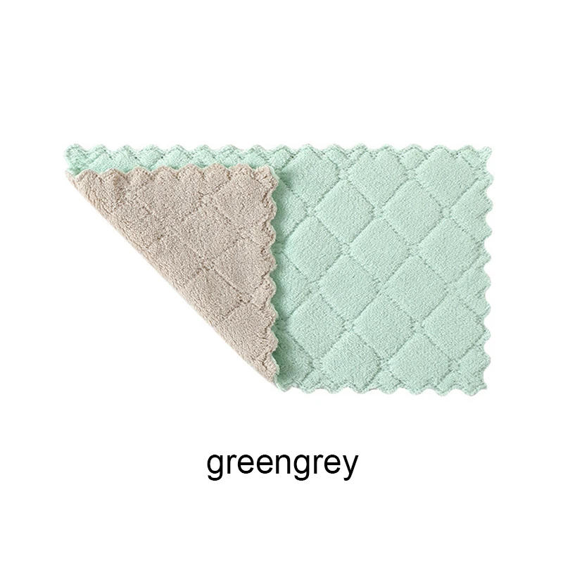 greengrey Супер впитывающее кухонное тряпка двухсторонняя двух-Цвет кухонные моющие средства масла с антипригарным покрытием посуда вытирая инструменты - Цвет: greengrey