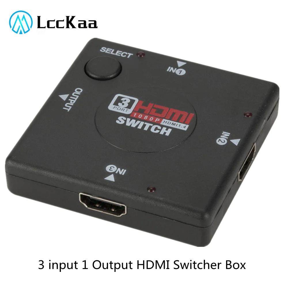 

LccKaa HD 3 input 1 Output Mini 3 Port HDMI Switch Female to Female Switcher Splitter Box Selector for HDTV 1080P VIdeo Switcher