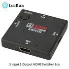 Мини-HDMI-переключатель LccKaa HD с 3 входами и 1 выходом, с 3 портами, переключатель Мама-мама, сплиттер, переключатель для HDTV 1080P, видеопереключатель