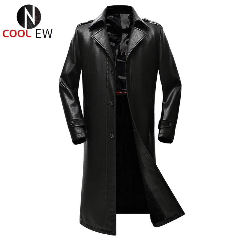 

Dress Suit Sheepskin Leather Trench Coats For Men Plus Size 4XL Man Streetwear Cashmere Padded Winter Mens Coat Long Windbreaker