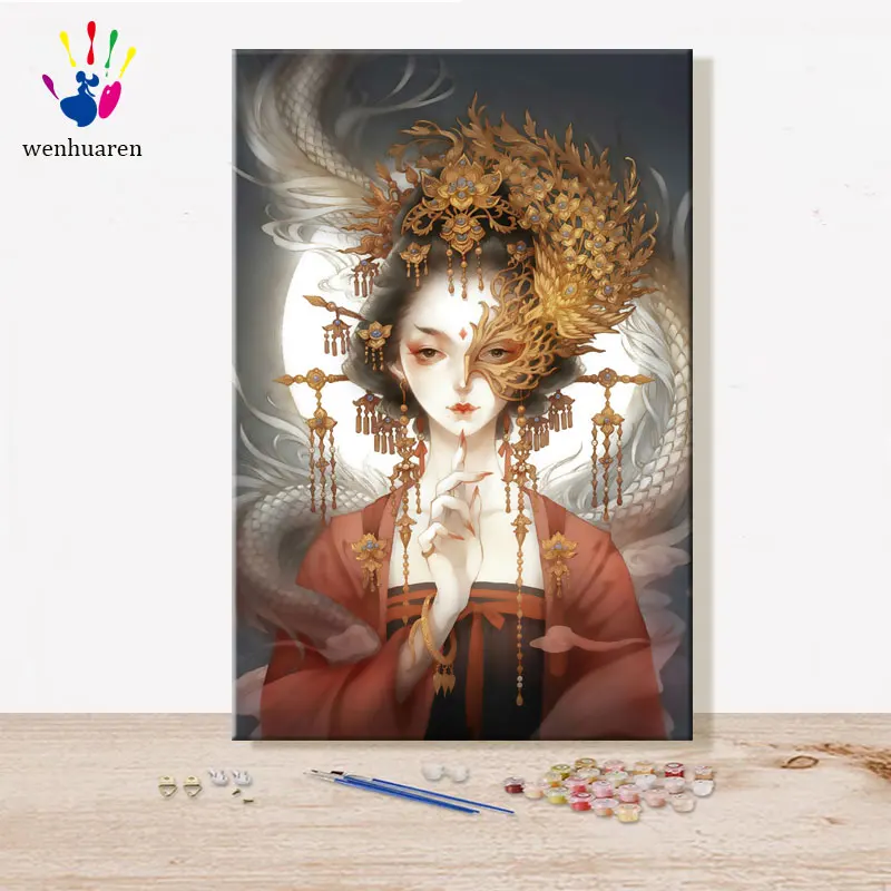 Paint by numbes художественная живопись по номерам мультфильм костюм в китайском стиле сочетание масляной краски ing характеристика наполнения и окраски