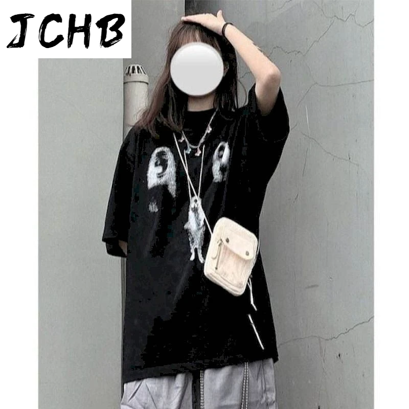 

2021 Punk Couple Clothes t Shirts Graffiti Street Half Sleeve Harajuku Tshirt Oversized t Shirt Men Clothing T-shirts Summer Tee