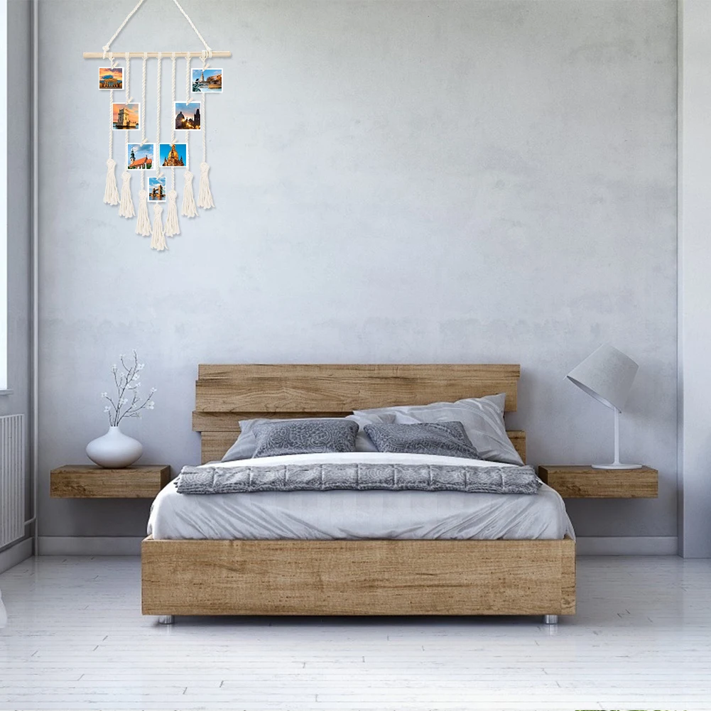 

Wood DIY Photo Display Wall Pictures Hanging Decor With 30 Wood Clips Art Beautiful Home Decoration Living Room Macrame Tapestry