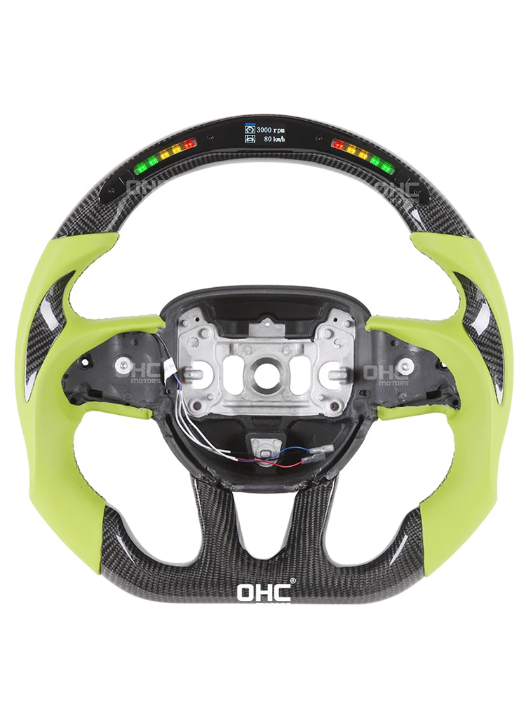 

100% Real Carbon Fiber LED Racing Steering Wheel Compatible for Dodge WE