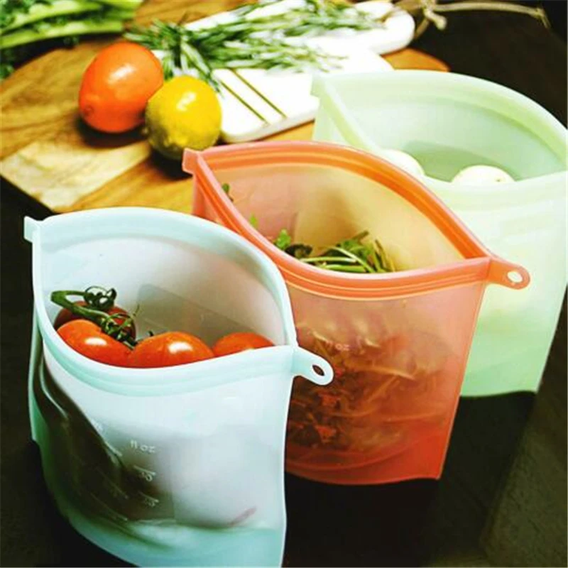 1.5L Reusable Ziplock Vacuum StorageBag Silicone Food Freezer Fresh Preservation For Kitchen Storage | Дом и сад