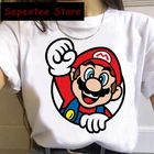 Лидер продаж, футболка в стиле японского аниме Супер Марио, женские футболки в стиле каваи Марио, забавные летние топы в стиле Харадзюку, женская футболка унисекс с мультипликационным рисунком