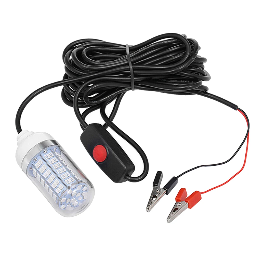 

Underwater Fishing Light 12V 15W 2835SMD Green Submersible Night Finder Lamp with Battery Clip & Power Cord