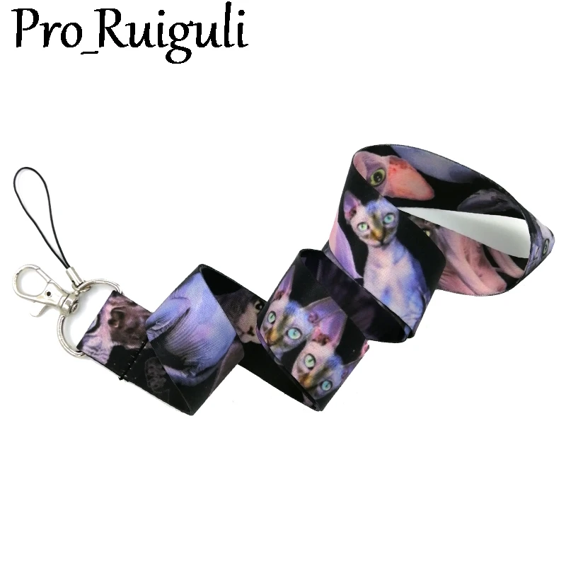 Сфинкс рисунок с котом шейный ремешок брелок мобильный телефон держатель значка