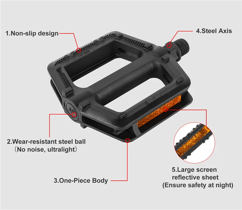 WEST BIKING MTB Road Bike Pedals Bicycle Pedal Cycling Mountain Bike Foot Plat Anti-slip 9''16 Standard Universal 1 Pair Pedals