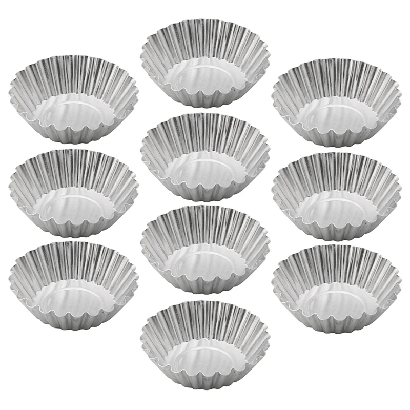 

K5DC Baking Tool 10PCS Egg Tart Aluminum Cupcake Cookie Cake Flower Mold Mould Tin