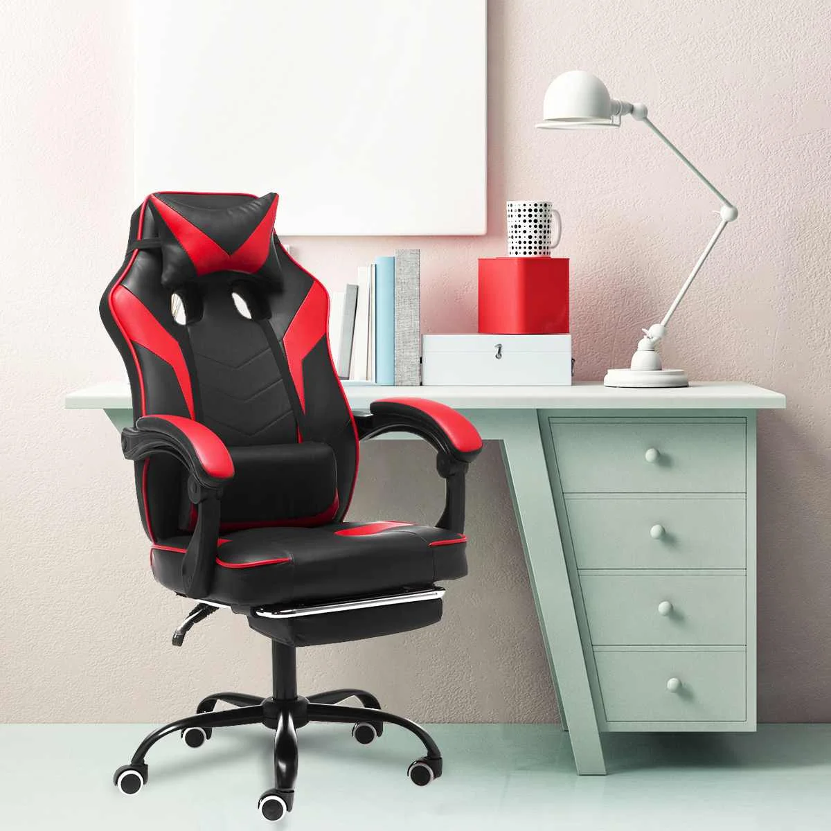 

Office Racing Gamer Chair Leather Office Executive Computer Gaming Chair Ergonomic Adjustable Lifting Swivel Armchair Footrest