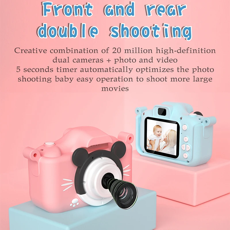 

Camcorders Film Camera Dual Digital Cartoon Front and Rear of Mini Kids Camera Fall Proof