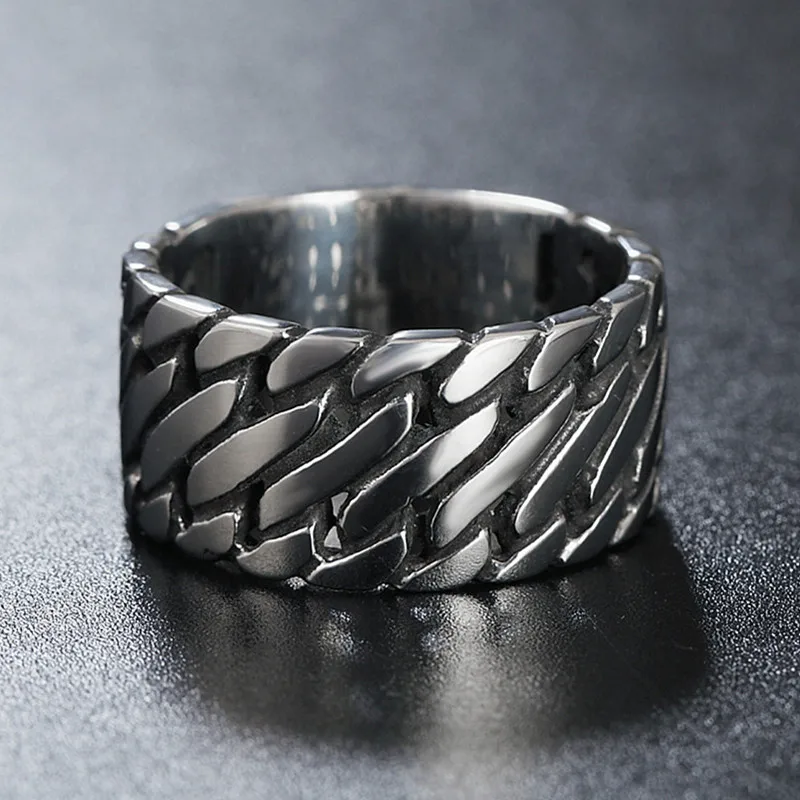 

Punk Biker Jewelry Wide Ring Chain Stainless Steel Ring