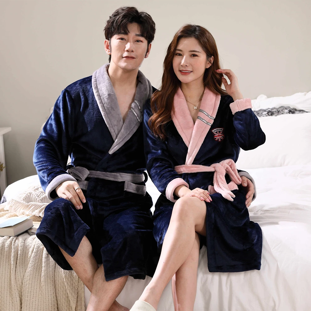 

Мужской зимний толстый теплый флисовый халат, Женская фланелевая ночная рубашка, банный халат, одежда для сна, унисекс, M L XL XXL 3XL, одежда для с...