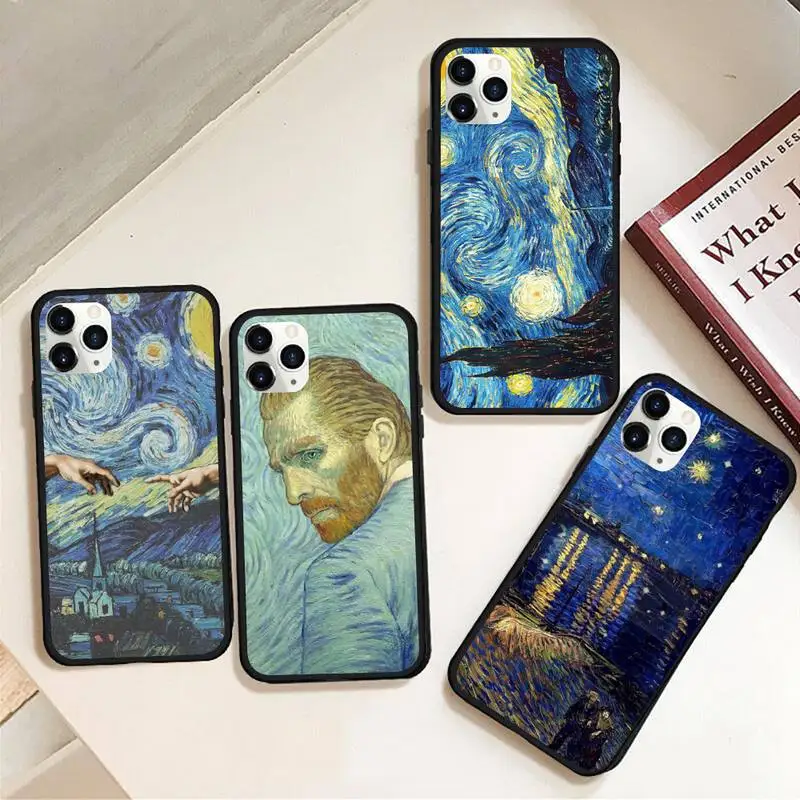 

Vincent Van Gogh Paintings Starry Night Phone Case Rubber for iPhone 12 pro max mini 11 pro XS MAX 8 7 6 6S Plus X 5S SE 2020 XR