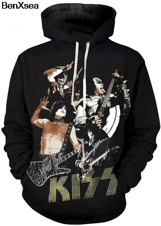 KISS BAND серия 3D уличная одежда толстовка хип-хоп мода известный негабаритных