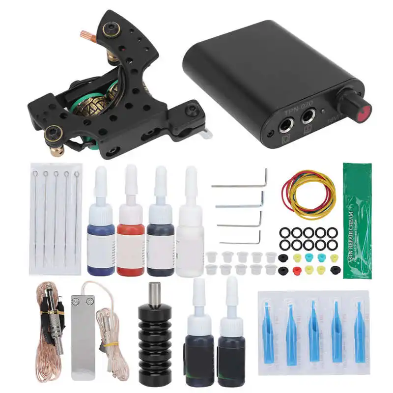 

Complete Tattoo Kit Power Supply Professional Tattoo Machine Kit 6 Ink for Tattoo
