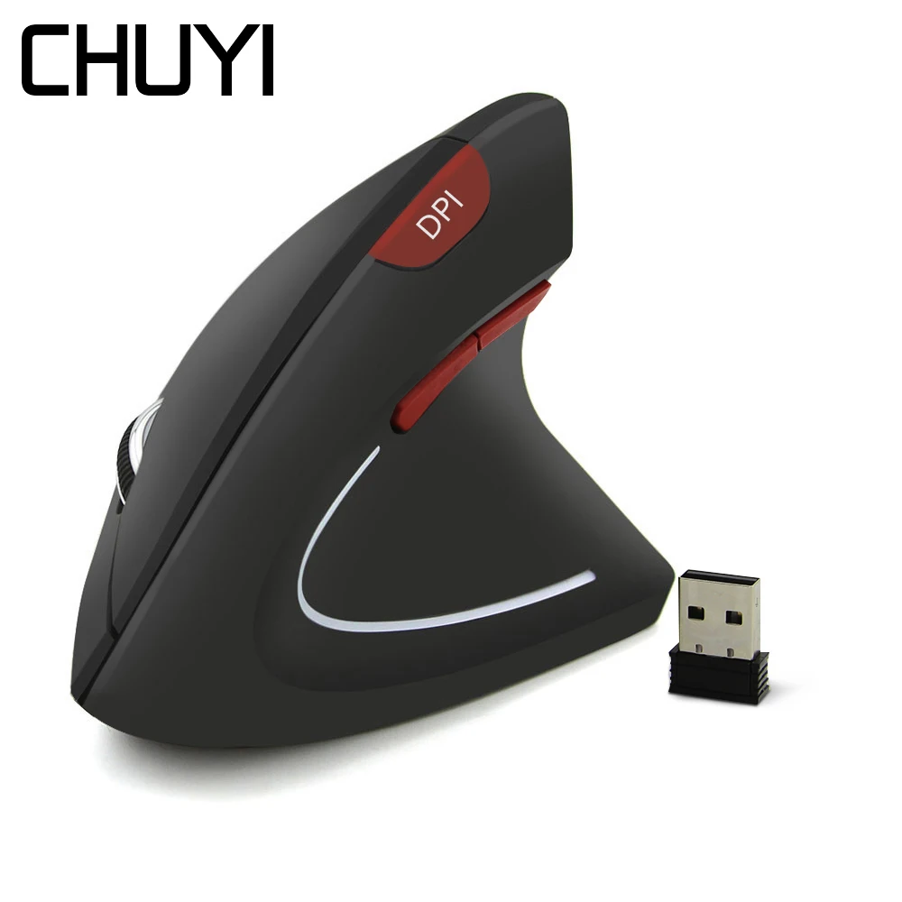 

CHUYI 2.4G Wireless Vertical Mouse Ergonomic Gaming Healthy Mause 1600 DPI USB 5D Optical Gamer Gift Computer Mice For PC Laptop