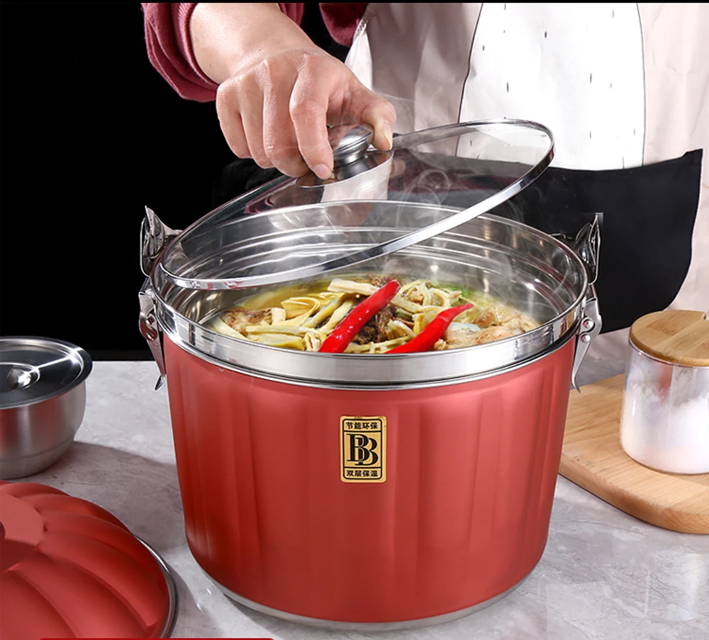 Толстый кастрюля из нержавеющей стали 304 для супа без огня 7 5 л обеда большой