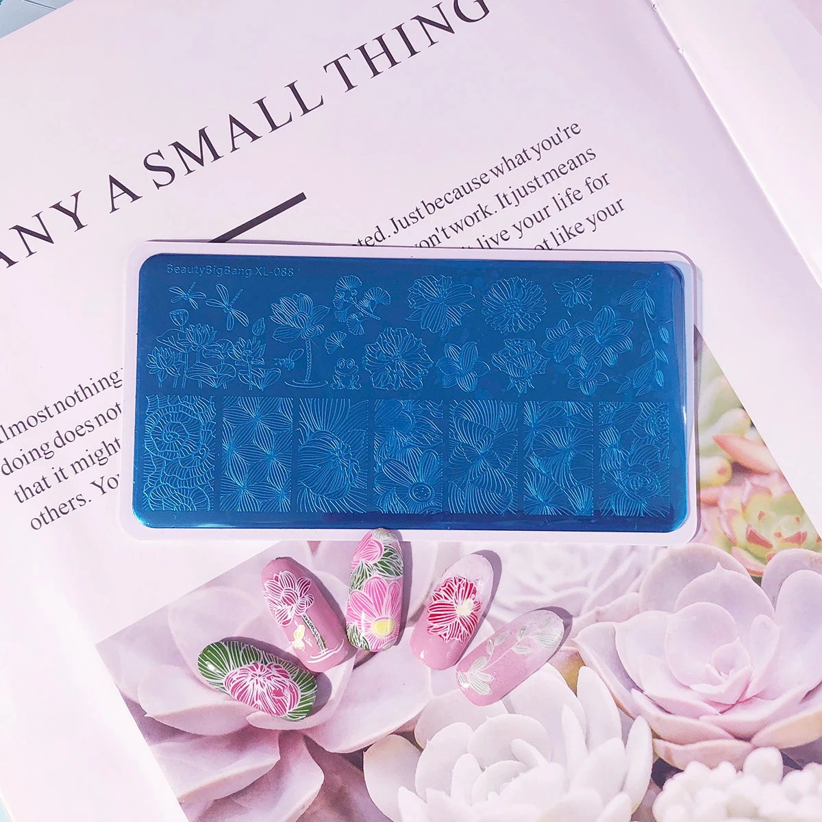 BEAUTYBIGBANG 6*12 см штампованные пластины для ногтей шаблон Лотос линия цветок бабочка