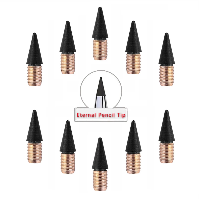 Replaceable Eternal Pencil Nib 10/20/50Pcs Pencil Tip Head for Unlimited Writing Eternal Pen No Ink Pen