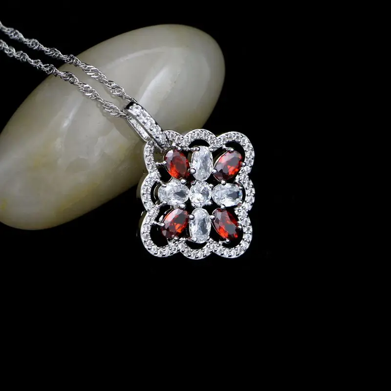 Fire Red Stone ювелирный набор из стерлингового серебра 925 пробы модный