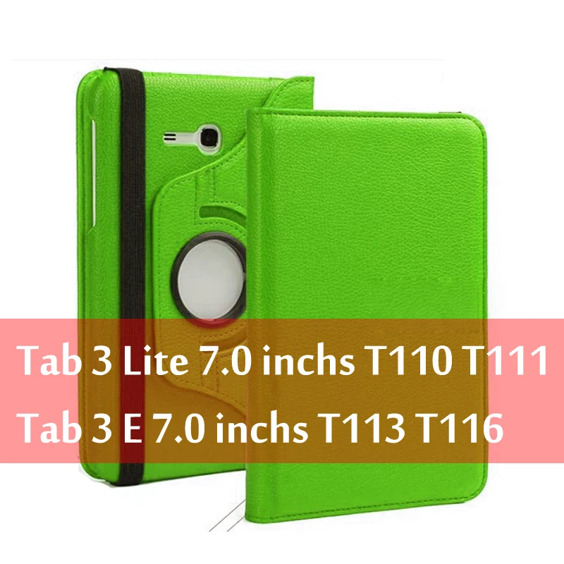 Green Чехол для планшета samsung Galaxy Tab 3 Lite " SM-T110 T111 Tab E 7,0" SM-T113 T116, вращающийся на 360 градусов, кожаный чехол-книжка Funda Capa - Цвет: Green