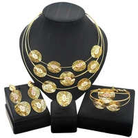 yulaili luxury dubai gold jewelry sets for women tricolor leaf shape charm necklace earrings bracelet ring party accessories